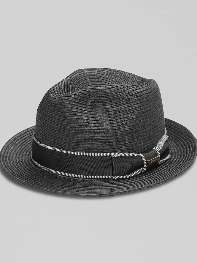 Hats-Biltmore Ticking Headband Fedora Black