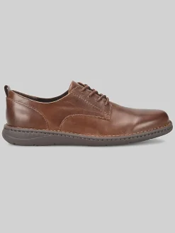 Oxfords|Casual Shoes-Born Shoes Todd Plain Toe Oxfords Dk Brown Pyramid