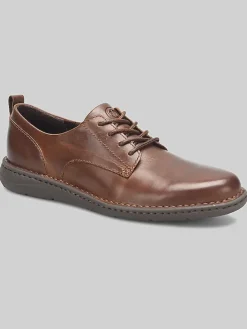 Oxfords|Casual Shoes-Born Shoes Todd Plain Toe Oxfords Dk Brown Pyramid