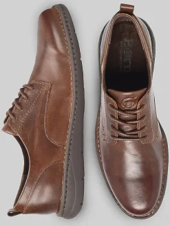 Oxfords|Casual Shoes-Born Shoes Todd Plain Toe Oxfords Dk Brown Pyramid