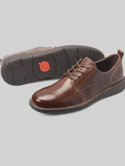 Oxfords|Casual Shoes-Born Shoes Todd Plain Toe Oxfords Dk Brown Pyramid