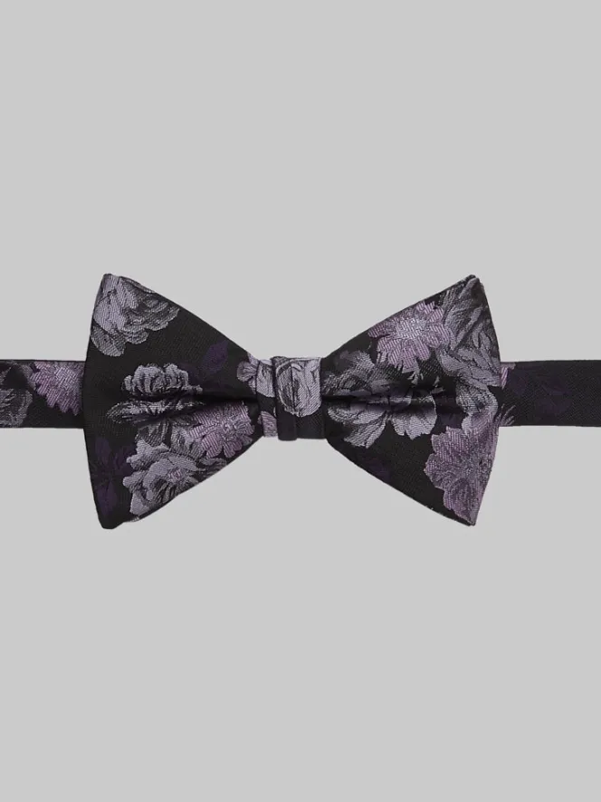Bow Ties-Egara Tonal Floral Pre-Tied Bow Tie Gold