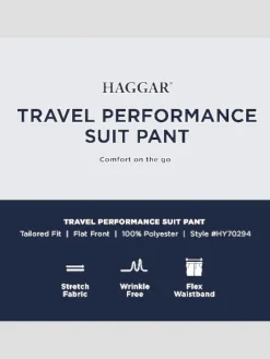 Dress Pants|3-piece Suits-Haggar Travel Performance Tailored Fit Suit Pant Black Solid