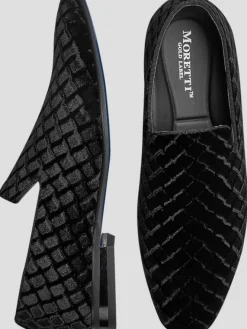 Loafers & Slip-ons|Dress & Formal Shoes-Moretti Trevor Velvet Formal Loafers Black