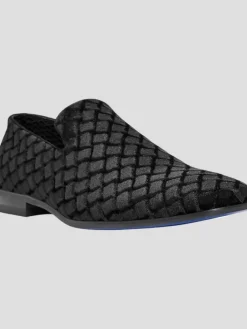 Loafers & Slip-ons|Dress & Formal Shoes-Moretti Trevor Velvet Formal Loafers Black