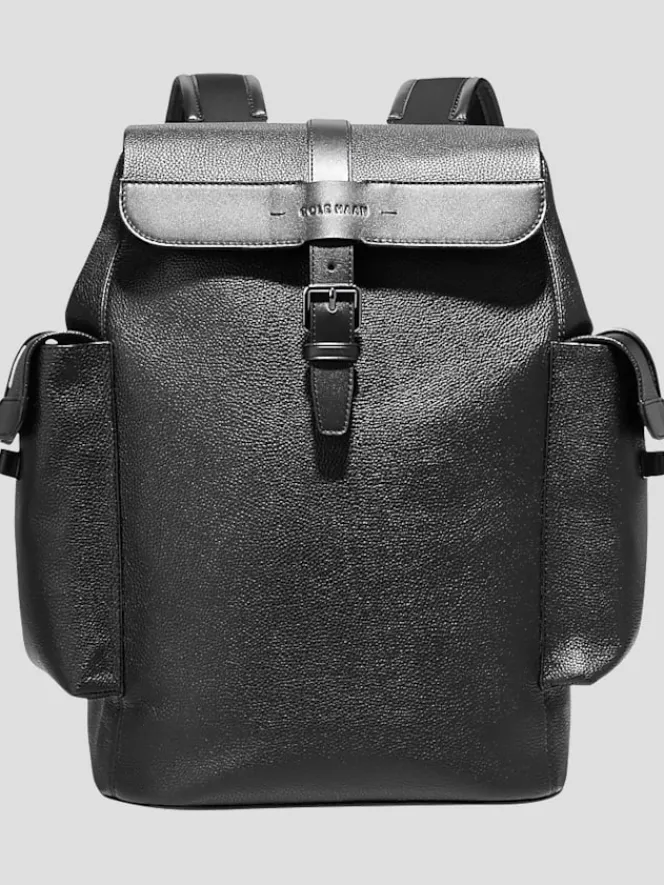 Travel & Luggage-Cole Haan Triboro Leather Rucksack Backpack Black