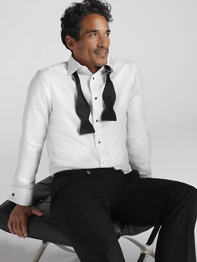 Dress Shirts|Big & Tall Dress Shirts-Joseph Abboud Tuxedo Formal Shirt Tuxedo White