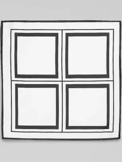 Formal Accessories|Pocket Squares-Egara Two-Tone Frame Border Pocket Square White/Black