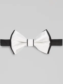 Formal Accessories|Bow Ties-Egara Two-Tone Pre-Tied Bow Tie Black/White