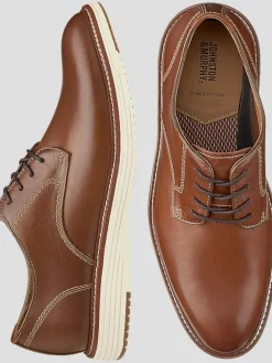 Oxfords|Casual Shoes-Johnston &Amp; Murphy Upton Leather Plain Toe Lace-Up Oxford Tan
