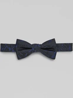 Bow Ties-Egara Vine Paisley Pre-Tied Bow Tie Navy