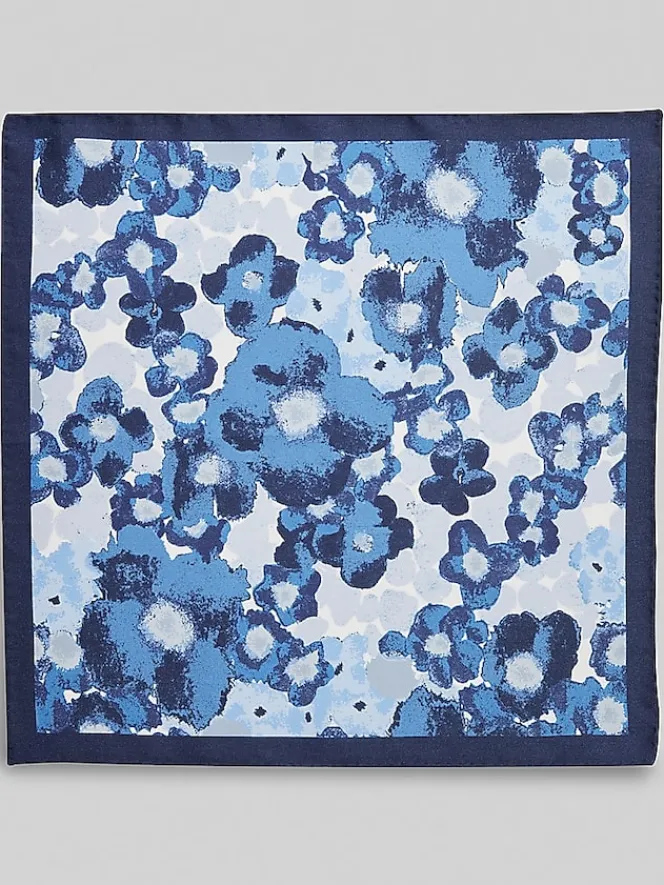 Formal Accessories|Pocket Squares-Pronto Uomo Watercolor Floral Pocket Square Black
