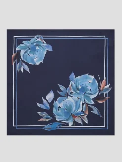 Pocket Squares-Joseph Abboud Watercolor Floral Silk Pocket Square Black