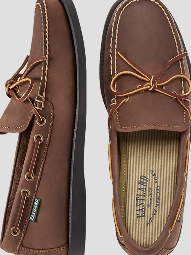 Loafers & Slip-ons-Eastland Yarmouth Camp Leather Moc Toe Boat Shoes Brown